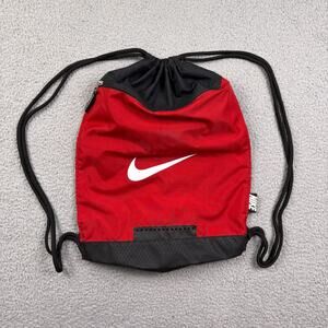 Nike Backpack Red Drawstring Sackpack Gym Bag Lightweight Athletic Zipper Pocket